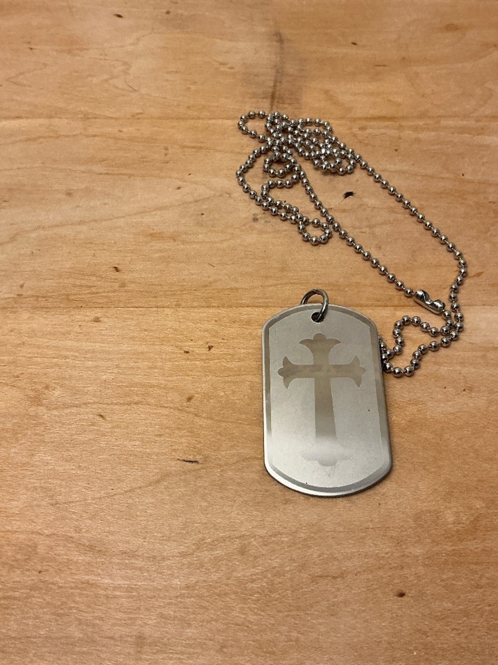 Cross Dog Tag Metal Pendant Chain